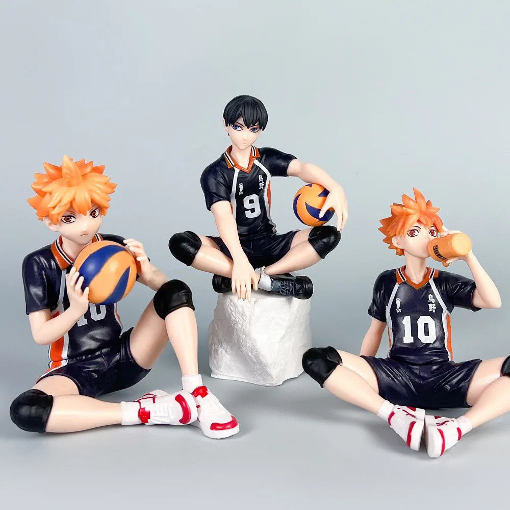 Anime Haikyuu Volleyball Character Statue Hinata Kageyama Mini Collectible Model PC Case Ornament Gift