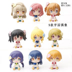 9Pcs/1Set Q Version Anime Figure Love Live! School Idol Project Kotori Minami Honoka Kousaka PVC Cute Sitting Figure Toy