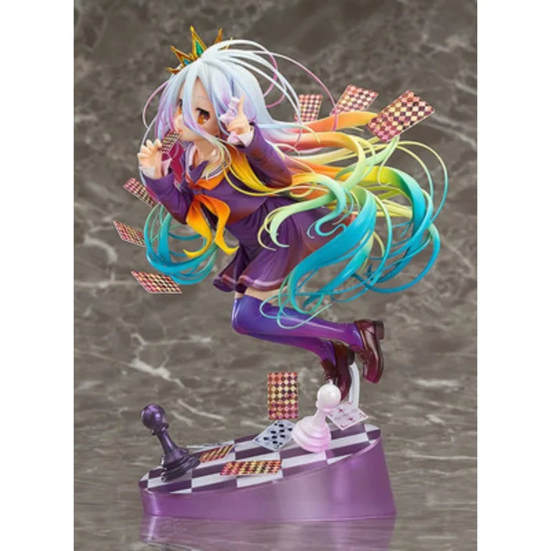 No Game No Life Shiro Figure 28cm PVC Anime Model Toy - Kamiya Yuu Artwork Collection Standing Poker Gift