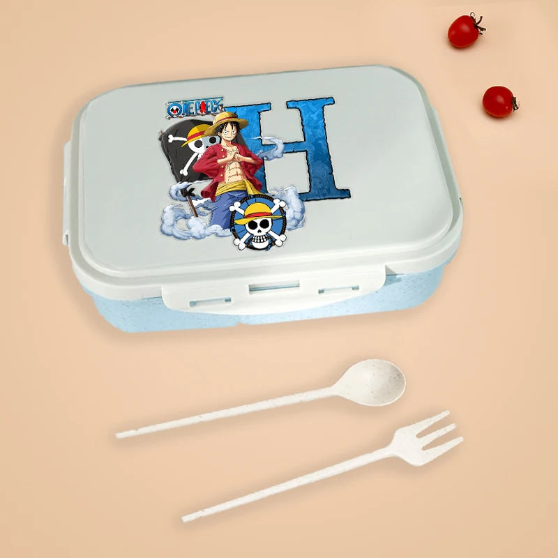 One Piece Luffy Letter Lunch Box Portable Kids Separated Bento Box Anime Cartoon Leakproof Food Container Microwave Dinnerware