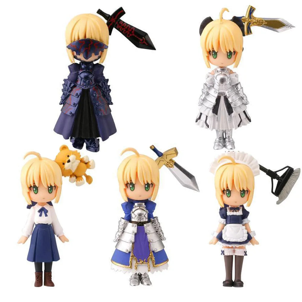 5Pcs/1Set Anime Fate/Grand Order Altria Pendragon Saber Figure Set Sword Model Toy Gift Collection Action Figure PVC