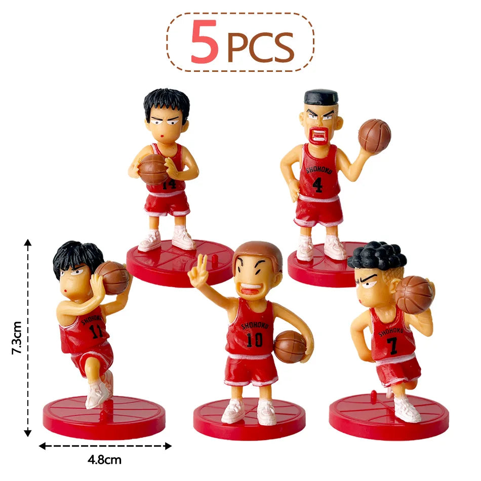 5PCS Slam Edition Sakuragi Hanamichi Ryukawa Maple Shobei Basketball Team Doll Handmade Ornament Car Decoration Toys