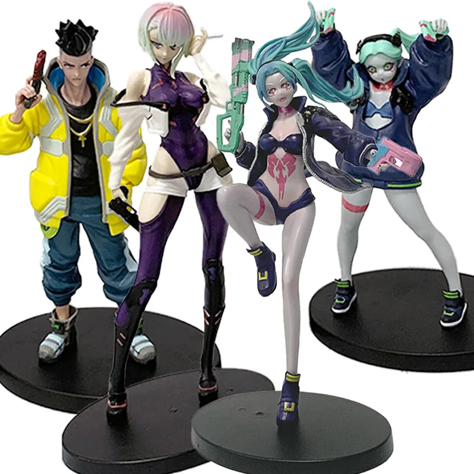 Four Anime Figure Cyberpunk Lucy Rebecca David Martinez Johnny Silverhand Action Figure Toys