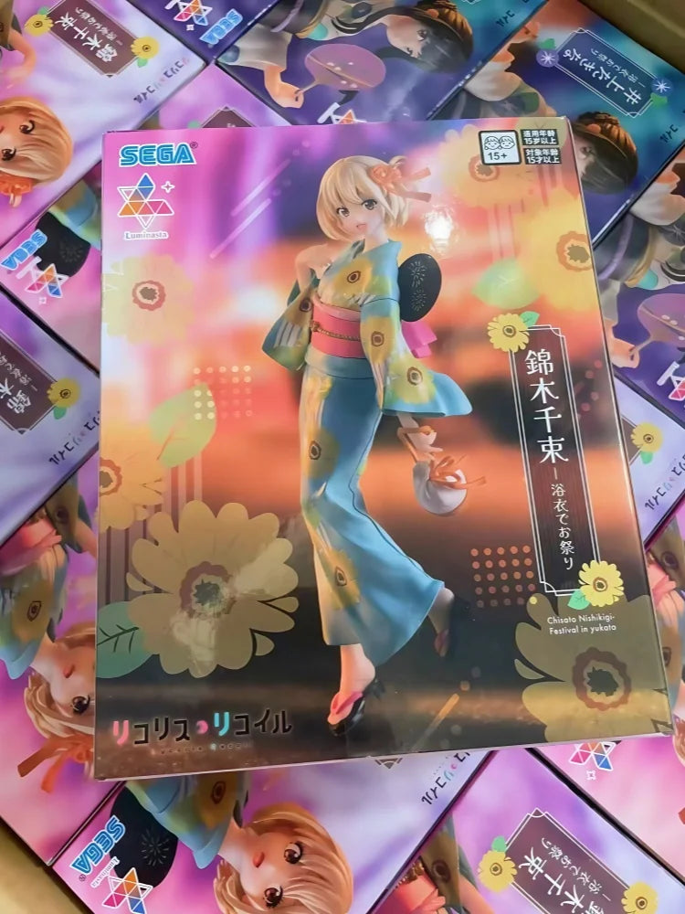 [In Stock] Genuine Sega Anime Toy Lycoris Recoil Nishikigi Chisato Inoue Takina Yukata Style 19cm Figure Model Girl Ornament Gif