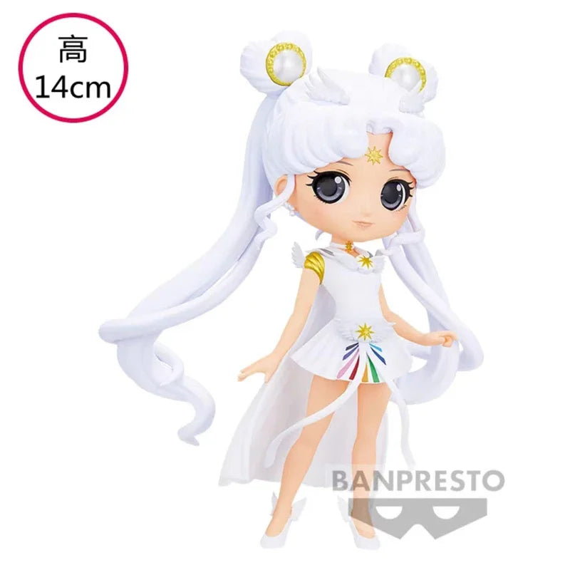 Original Bandai Sailor Moon Figure Q Posket Tsukino Usagi Cosmos Princess Ver Collection Customization Model Action Figurine