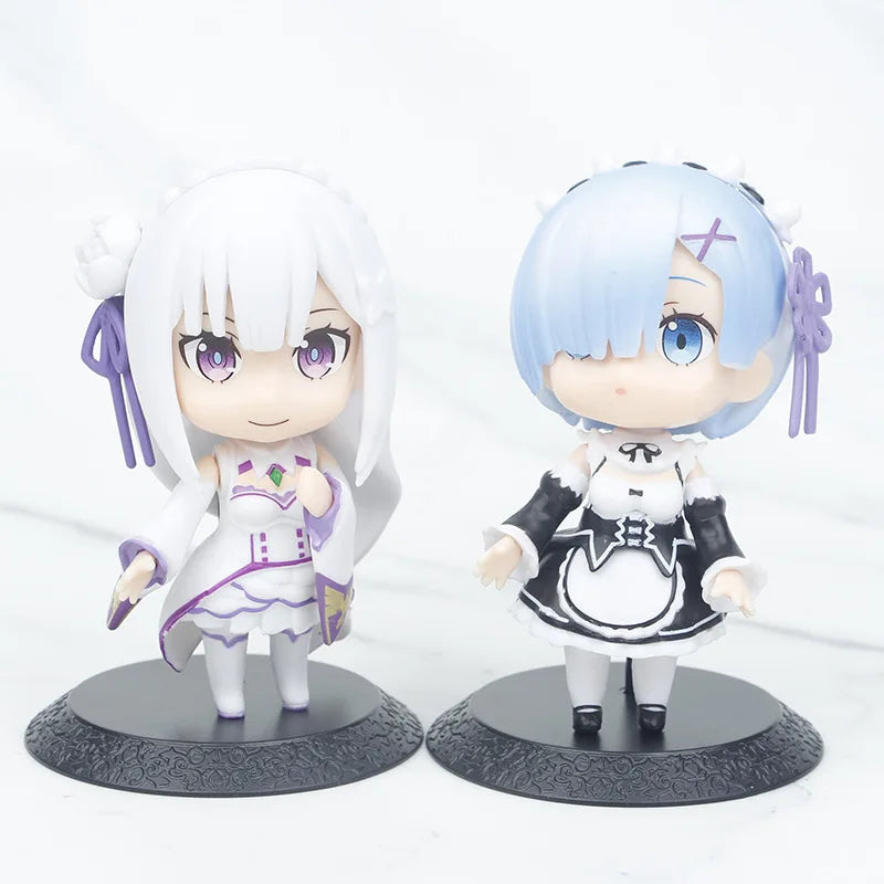 6pcs/set Re:life in a different world from zero Ram Rem Emilia Cute  Figure Toys for Girls