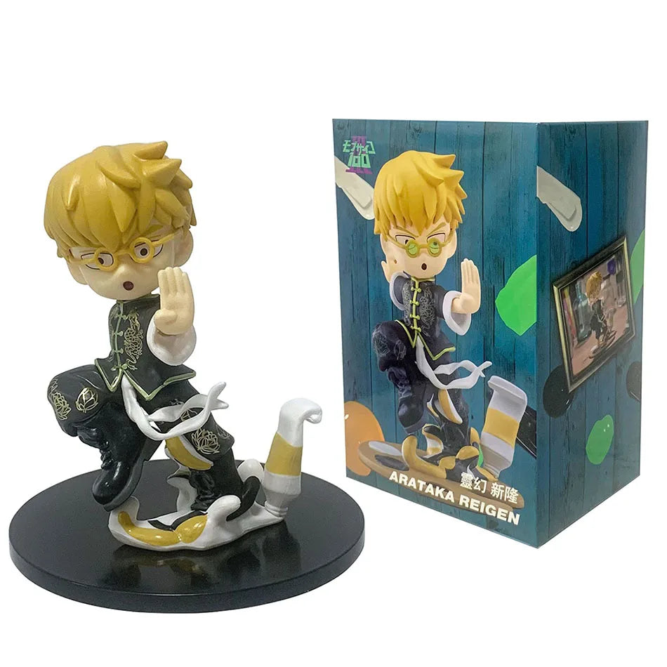 Mob Psycho 100 Anime Figures Gk Reigen Arataka Q Edition Kawaii Sitting Palm Series Model Doll Desktop Ornaments Collectible Toy