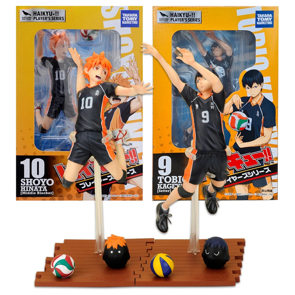 26CM Anime Haikyuu Tobio Kageyama Shoyo Hinata Figure National Competition Net Jumping Pose 1/8 Model Toy Gift Aciton Figure