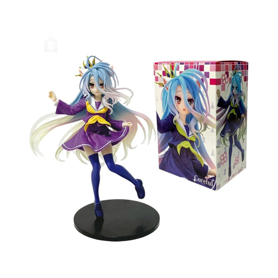 19cm Anime No Game No Life Figure Shiro Figure Cat Ear School Uniform Ver Toy Gift Aciton Figure PVC Collection Ornament Model