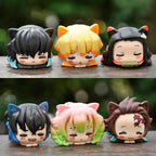 Demon Slayer Lying Down Statues Cartoon Tanjiro Nezuko Yuzuki Miho Figurines Kawaii Action Figures Home Decoration Anime Gifts