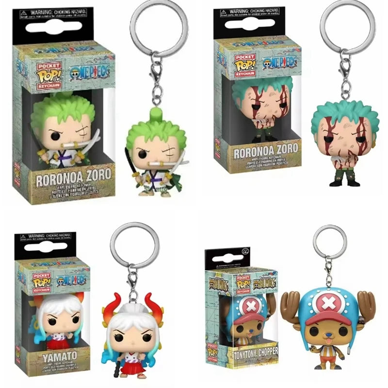 Funko POP Pocket Keychain One Piece Roronoa Zoro Yamato Chopper Vinyl Dolls Action Figure Model Toys Birthday Carvinal Gifts
