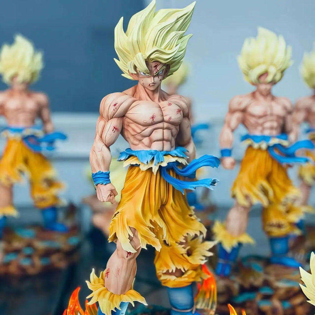 Jt Statue Dragon Ball Z Son Goku Figure Replaceable Heads Led Base Super Saiyan Goku Action Figures Collection Mode Toys Gifts