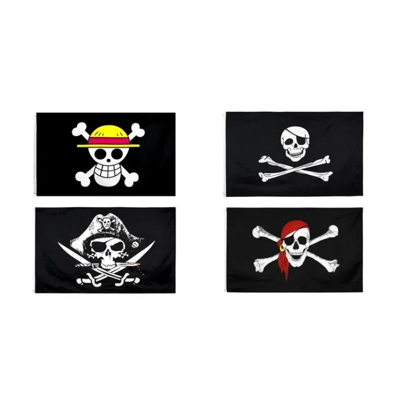 90x150cm One Piece Pirate Skull Flag Home Bedroom Wall Decor Banner Painting Luffy Straw Hat Pirates Flag Toys for Children Gift