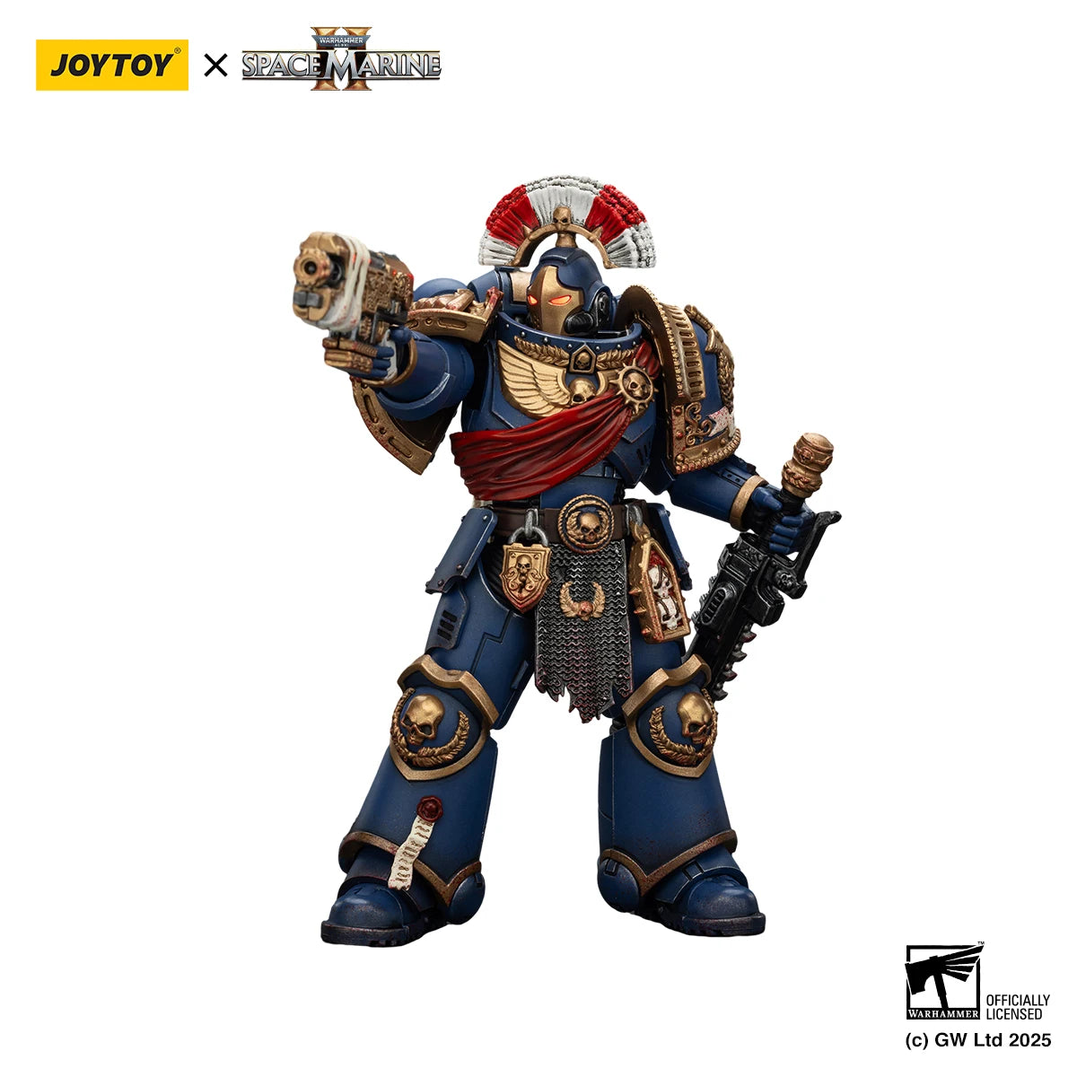 JOYTOY Warhammer 40k 1/18 Action Figures Ultramarines Relic Secundus Armour with Artificer bolt rifle chainsword and bolt pistol