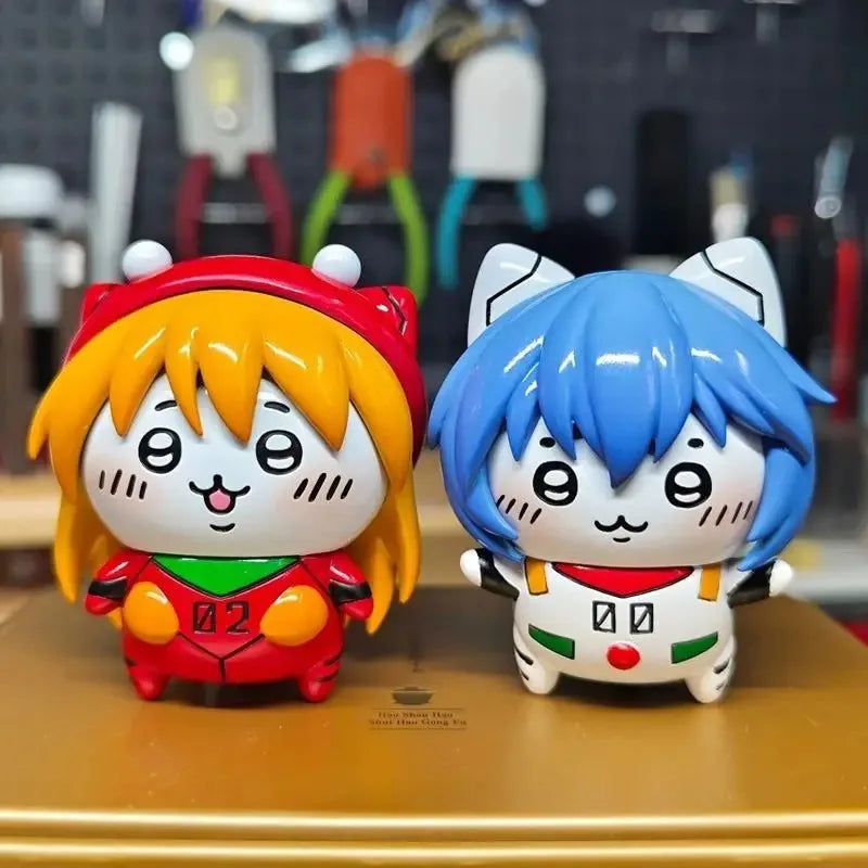 Evangelion Ayanami Rei Asuka Action Figures Usagi Hachiware Anime Model Figures Cartoon Creative Desktop Ornaments Toys Gift
