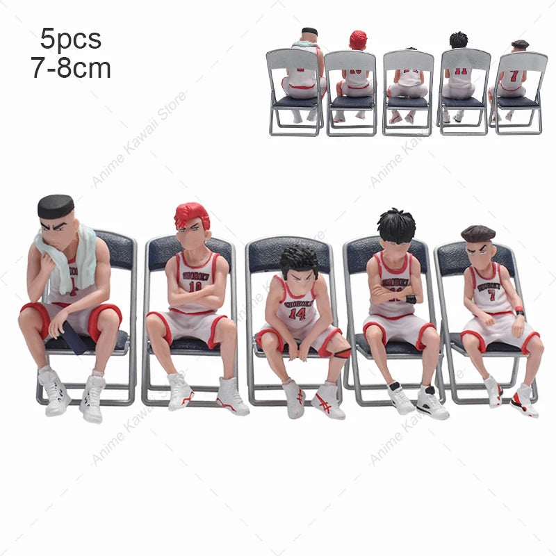 5pcs/lot Slam Dunk Kaede Rukawa Hanamichi Sakuragi Takenori Miyagi Ryota Action Figure Car Interior Decoration Model