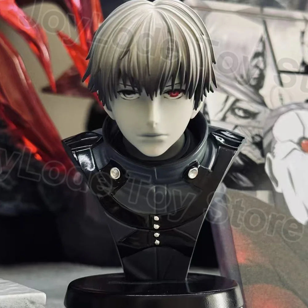 In Stock 19CM Ghoul Anime Figure Kaneki Ken Figurine Sitting Posture 2 Heads Arms PVC Statue Decor Collection Model Gift Toys
