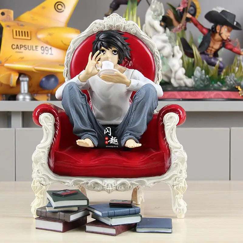 Hot In Stock Full Painted Death Note L. Lawliet Squatting Sofa Figurine Model Death Note Figure Character Anime Toy Random
