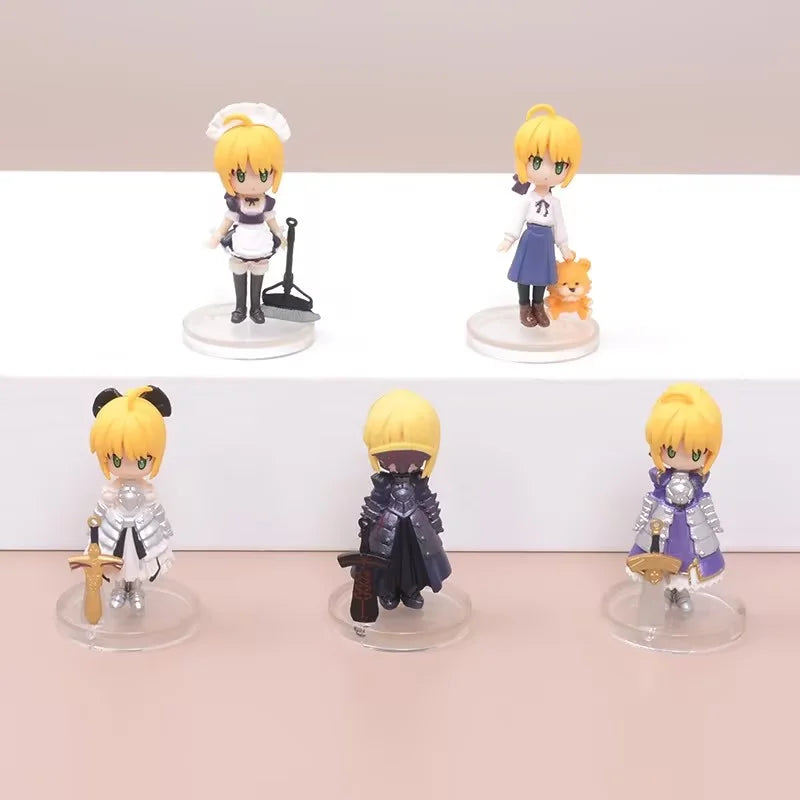 5Pcs/1Set Anime Fate/Grand Order Altria Pendragon Saber Figure Set Sword Model Toy Gift Collection Action Figure PVC