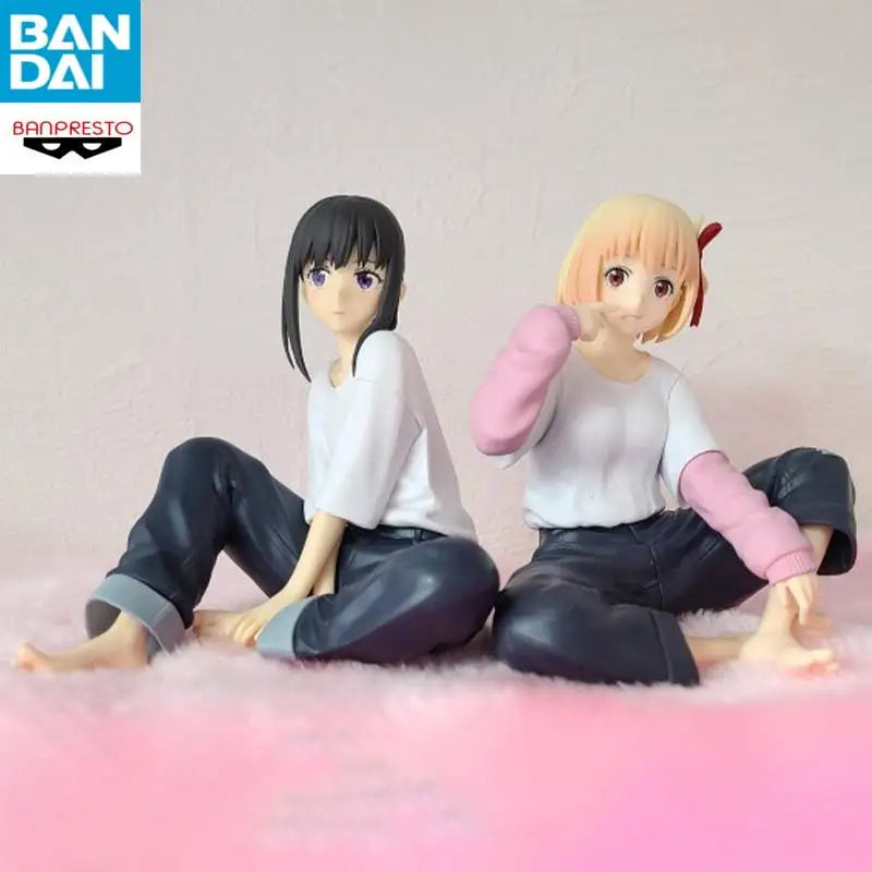 In Stock Bandai Lycoris Recoil Relax Time Inoue Takina Nishikigi Chisato About 11Cm Original Figure Model Sitting Posture Doll
