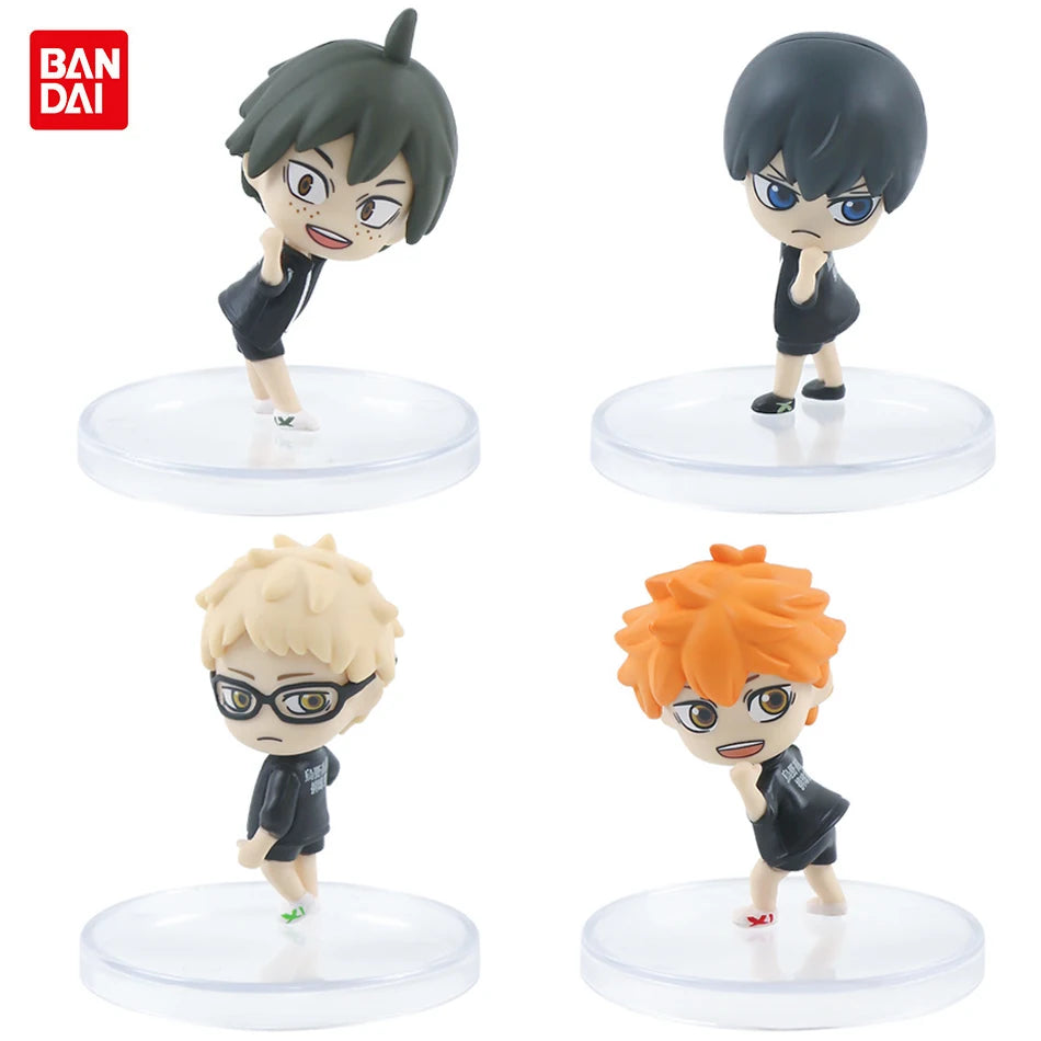 4Pcs/1Set Haikyuu Figure Tobio Kageyama Model Q version Hinata Shoyo Toy Kei Tsukishima Gift Collection Tadashi Yamaguchi PVC