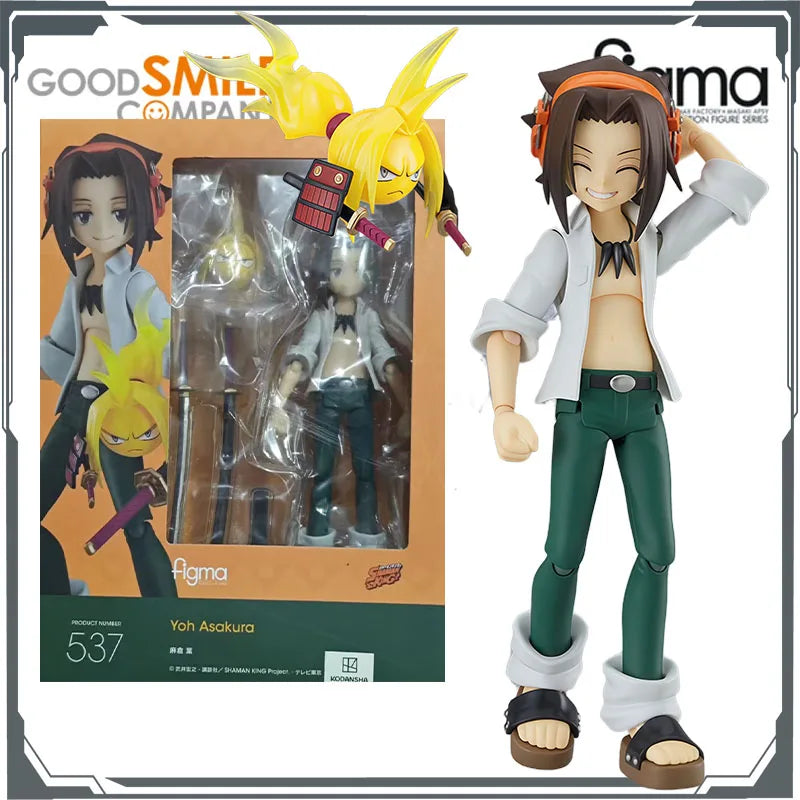 GSC Original Figma Shaman King Yoh Asakura 140mm Anime Action Figures Toys for Boys Christmas Gift Collectible Model Ornaments