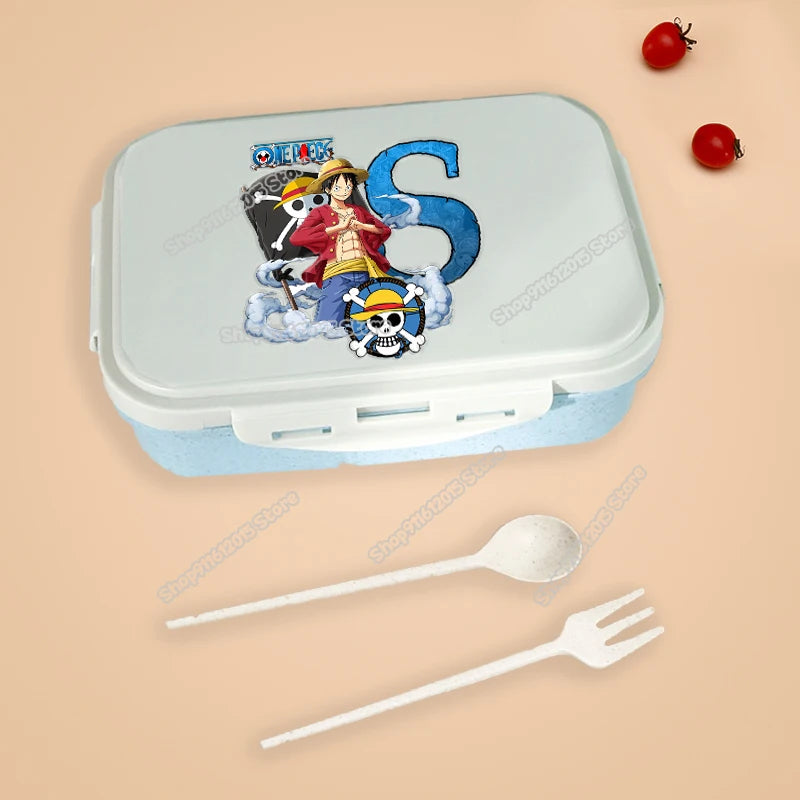 One Piece Luffy Letter Lunch Box Portable Kids Separated Bento Box Anime Cartoon Leakproof Food Container Microwave Dinnerware