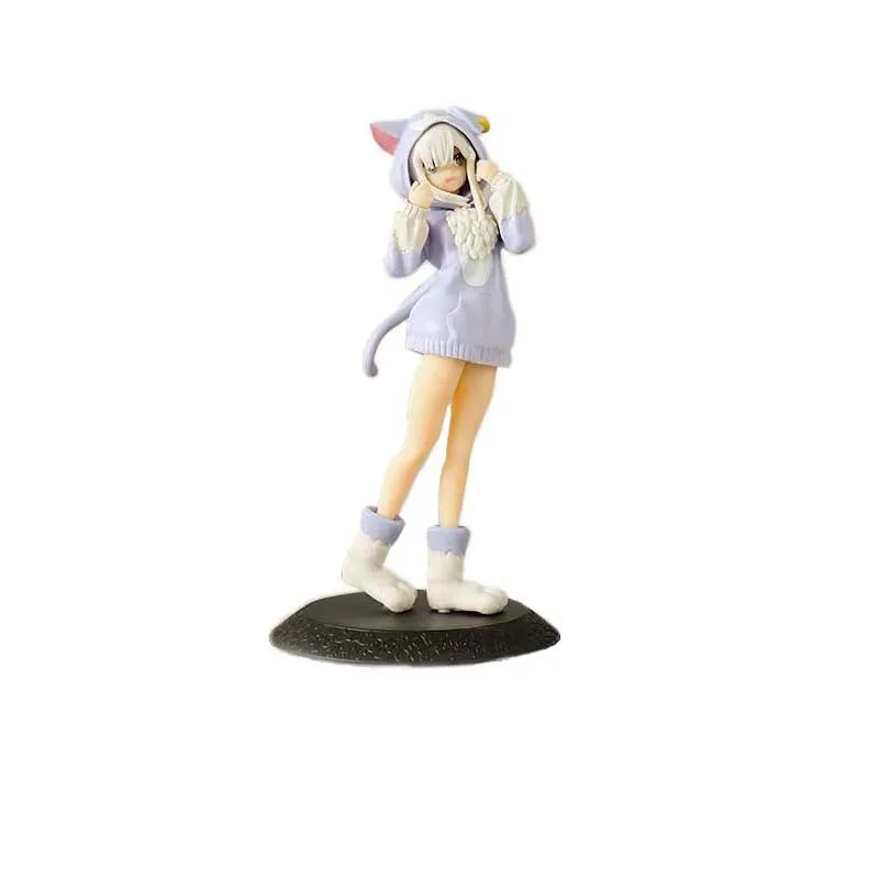 14CM Anime Re:Zero kara Hajimeru Isekai Seikatsu Rem Figure Model Ram Puck Starting Dresses PVC Emilia Collection Gift Toy
