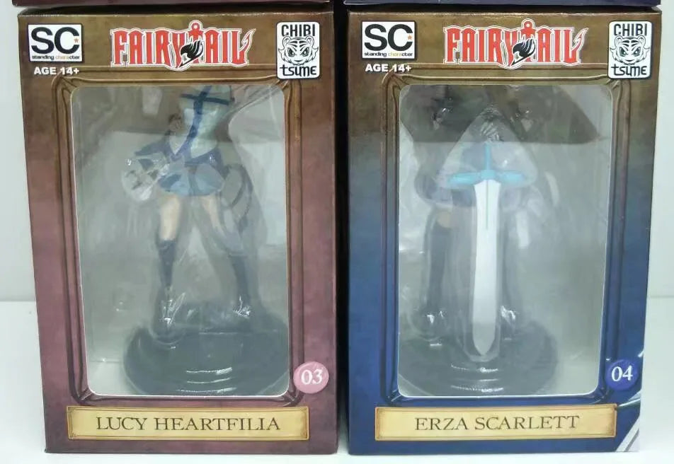 Anime Fairy Tail Lucy Heartfilia Gray Fullbuster Erza Scarlet Etherious Natsu Dragneel PVC Action Figures Statue Model Toys Doll