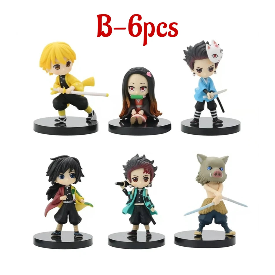 Q Posket Figure Wholesale Demon Slayer Mini Figurine 5Pcs 10Pcs 12Pcs 15Pcs Sets Kimetsu No Yaiba Small PVC Dolls Desktop Decora