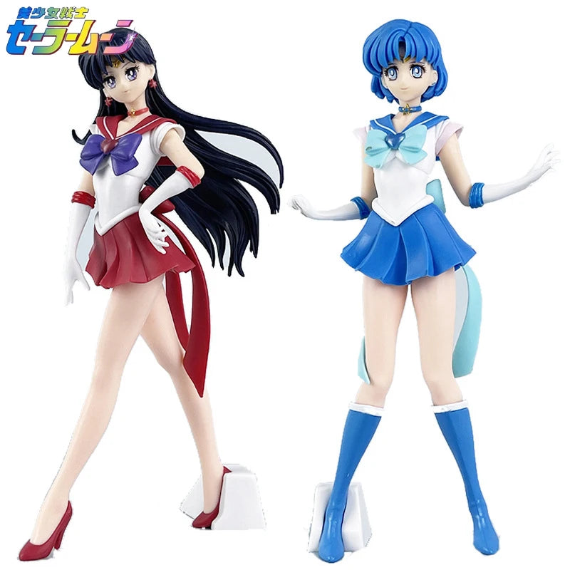 Sailor Moon Anime Figure Hino Rei Mizuno Ami Sailor Mars Mercury Decor Ornaments Pvc Action Figurine Collectible Model Toy Gift