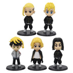 10CM 5Pcs/1 Set Anime Tokyo Revengers Figure Draken Manjiro Sano Cute Q Edition Toys PVC Children's Birthday Gift Collection