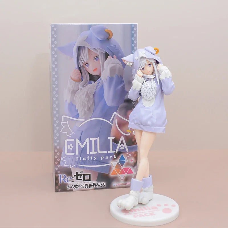 22cm Re:ZERO Starting Life in Another World Ram/Rem Anime Girl Figure Fluffy Pack Ram/Rem Action Figure Adult Model Toys Gifts