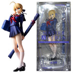 22CM Anime Fate/Stay Night Altria Pendragon Figure 1/7 School Uniform Dress Up Model Toy Gift Collection Action Figure PVC