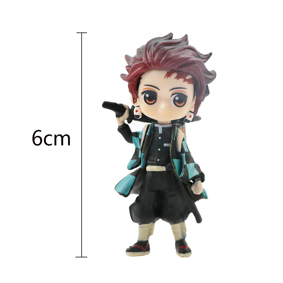 6pcs/12pcs/Sets Q Posket Figure Wholesale Demon Slayer Mini Figurine Kimetsu No Yaiba Small PVC Dolls Desktop Decoration