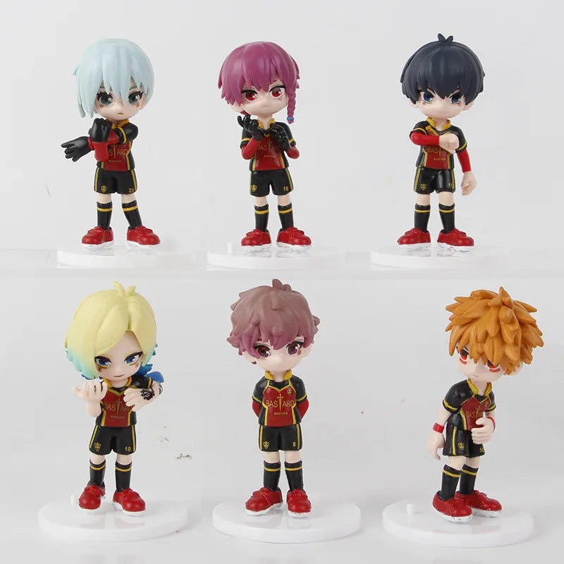 6pcs/set BLUE LOCK Isagi Yoichi Anime Figure Toys Collection Animation Model Cute Version Doll Desktop Ornaments