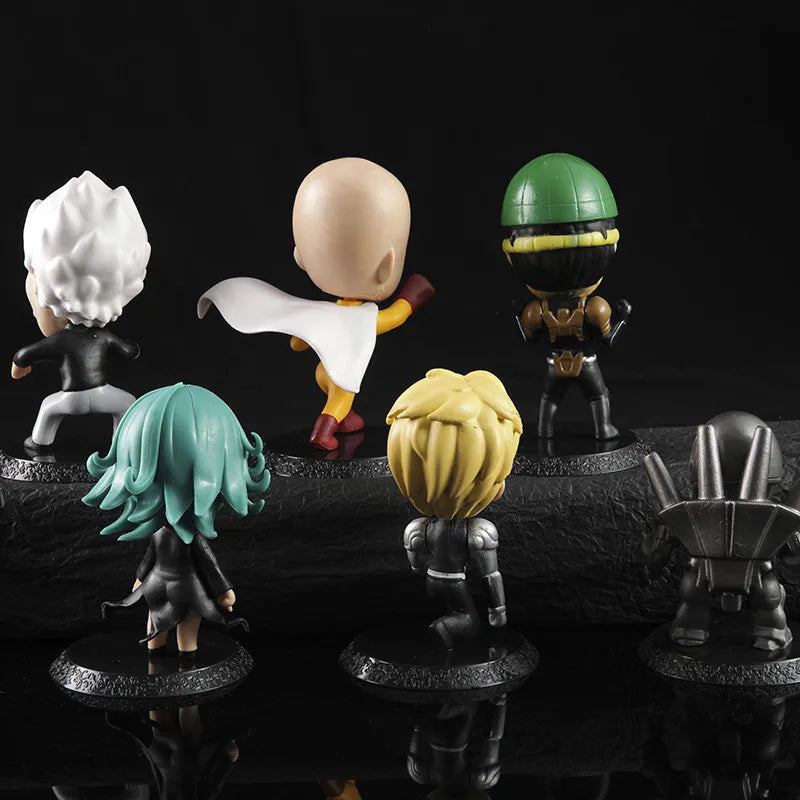 6Pcs/1Set Anime One Punch Saitama Figure Genos Set Toy Terrible Tornado Mumen Rider Model Toy Gift Desktop Decorations Hobbies