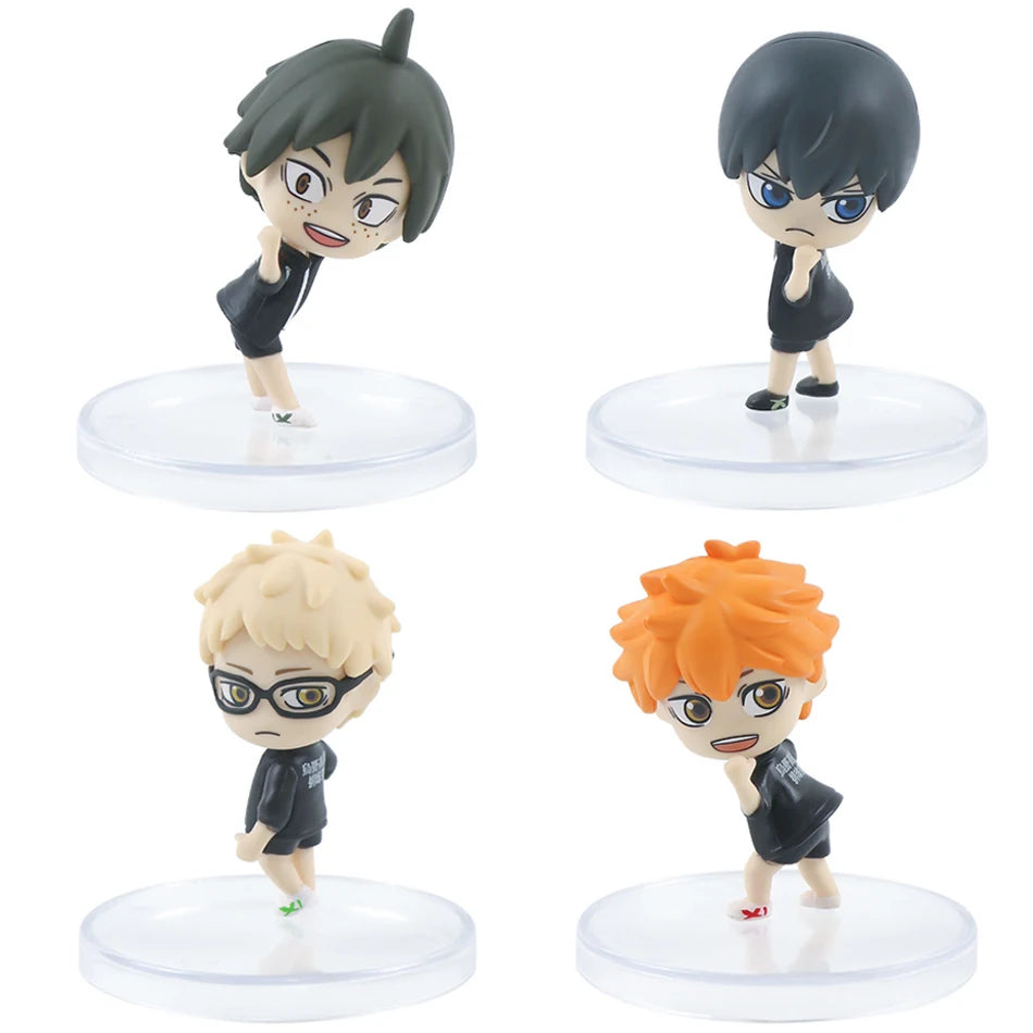4Pcs/1Set Haikyuu Figure Tobio Kageyama Model Q version Hinata Shoyo Toy Kei Tsukishima Gift Collection Tadashi Yamaguchi PVC