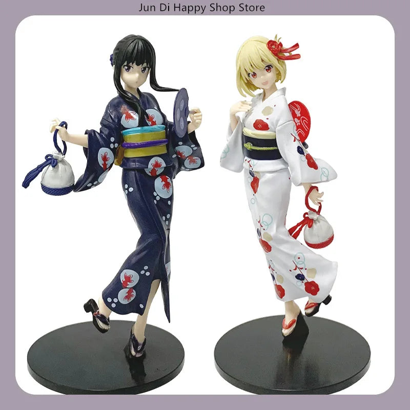 Lycoris Recoil Chisato Nishikigi & Takina Inoue Yukata Summer Kimono 20cm Anime Figure Statue Desktop Decoration Gift
