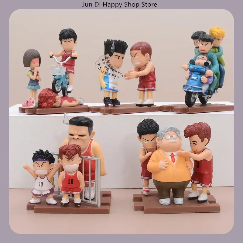 5pcs Slam Dunk Anime Figure Set - Sakuragi Hanamichi And Rukawa Kaede Statues for Boys Desktop Collection Ornament Gifts