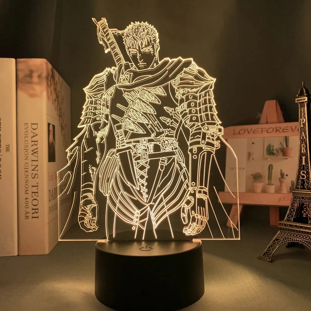 Anime Led Night Light Berserk Guts Acrylic Stand for Bedroom Decor Gift Colorful Action Figure Manga 3d Lamp