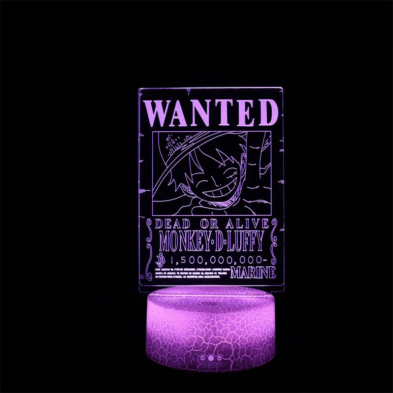 One Piece Zoro Luffy Nami Anime Night Lights Action Figure 3D LED Color Changing Toys Doll Usopp Sanji Chopper Hancock Xmas Gift