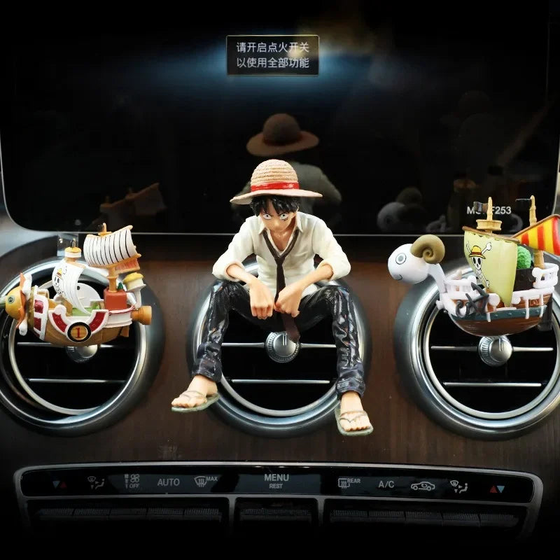 New Anime Cute One Piece Car Air Outlet Fragrance Decoration Luffy Zoro Action Figure Figurine Ornament Auto Interior Accessorie