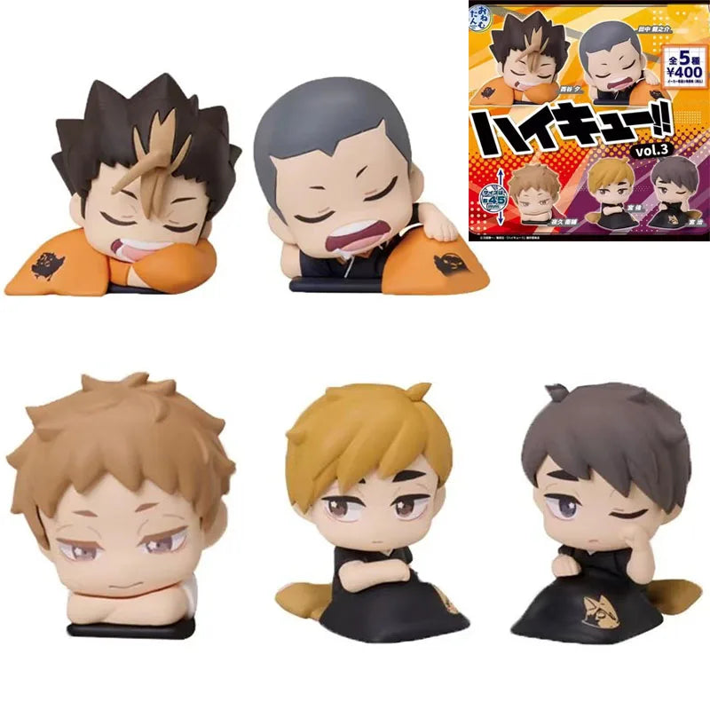 Anime Haikyuu!! Gashapon Toys Sleep Styling Vol.3 Yu Nishinoya Miya Atsumu Ryunosuke Tanaka Cute Figures Model Decoration Gifts