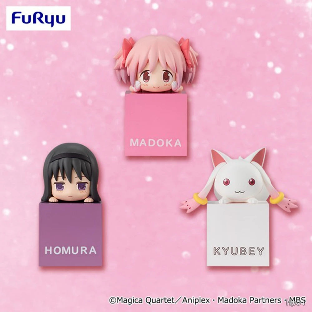 10cm Anime Puella Magi Madoka Magica Kaname Madoka Figure Leaning Collections Model Doll Toy Q Version Cute Three Models PVC