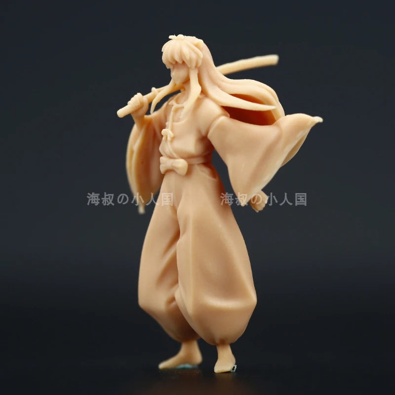 Anime Inuyasha Action Figures White Model Hand Drawn Coloring Micromodel Diorama Miniature Landscape Ornaments Toys 1/64 Scale