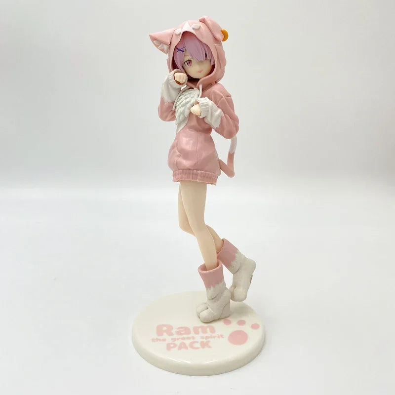 22cm Re:ZERO Starting Life in Another World Ram/Rem Anime Girl Figure Fluffy Pack Ram/Rem Action Figure Adult Model Toys Gifts