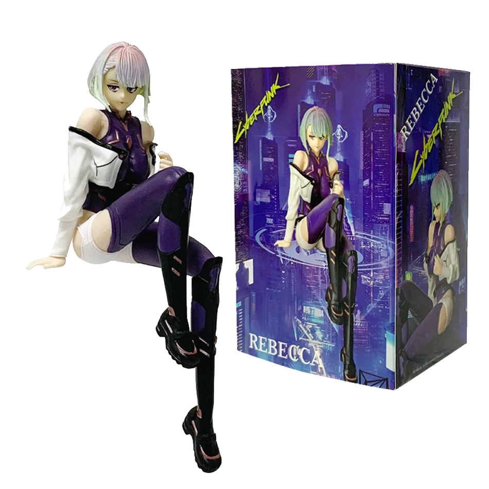 Anime Game Figure 17CM Seated Position Lucy Rebecca Model Toy Birthday Gift Collection Aciton Figure Desk Decoration Gift