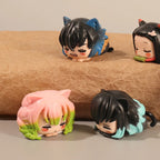 Demon Slayer Lying Down Statues Cartoon Tanjiro Nezuko Yuzuki Miho Figurines Kawaii Action Figures Home Decoration Anime Gifts