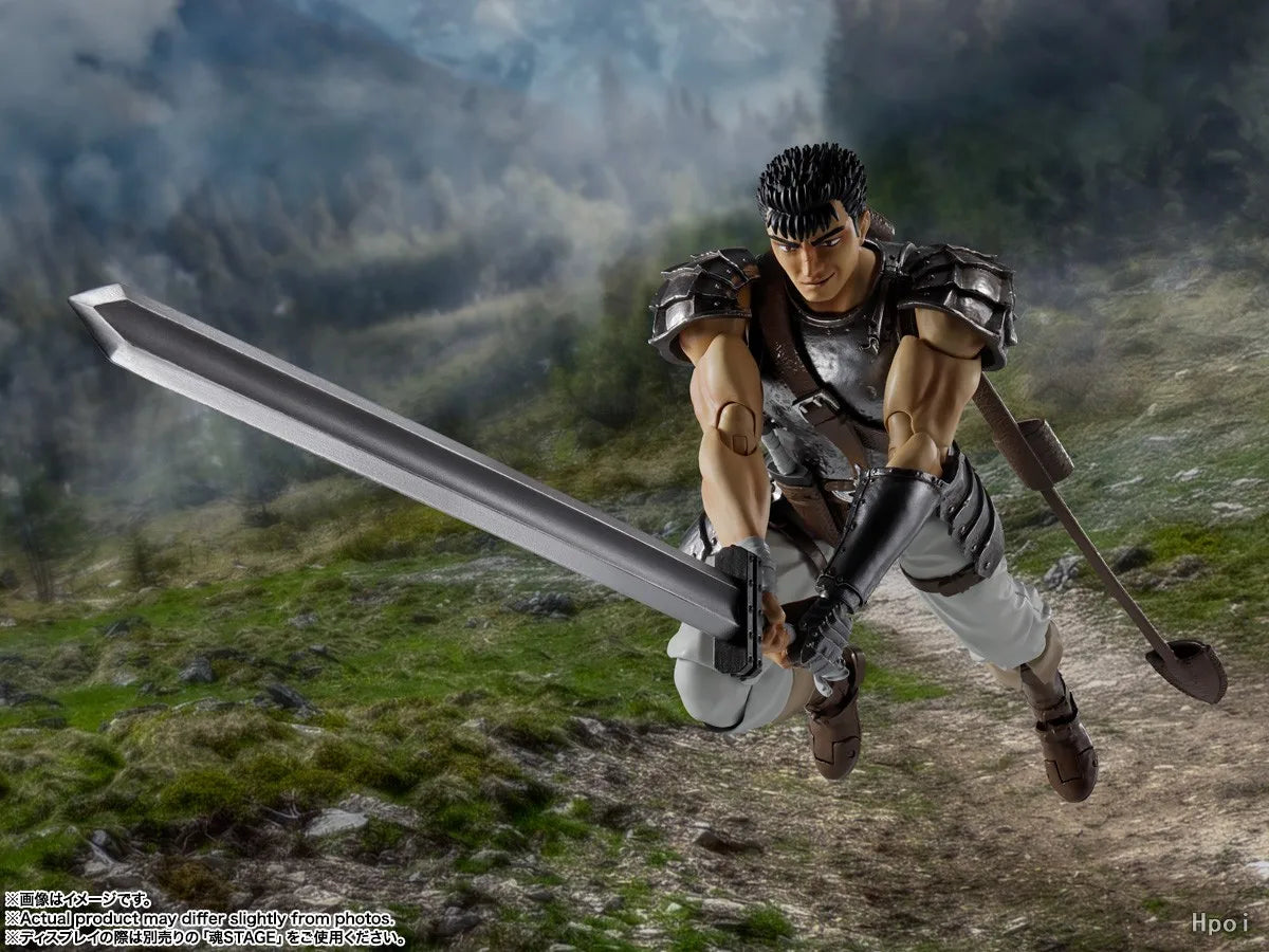 Original Bandai Anime Figure Berserk Guts S.H. Figuarts Action Figurine SHF Toys Model Collector Doll 16CM